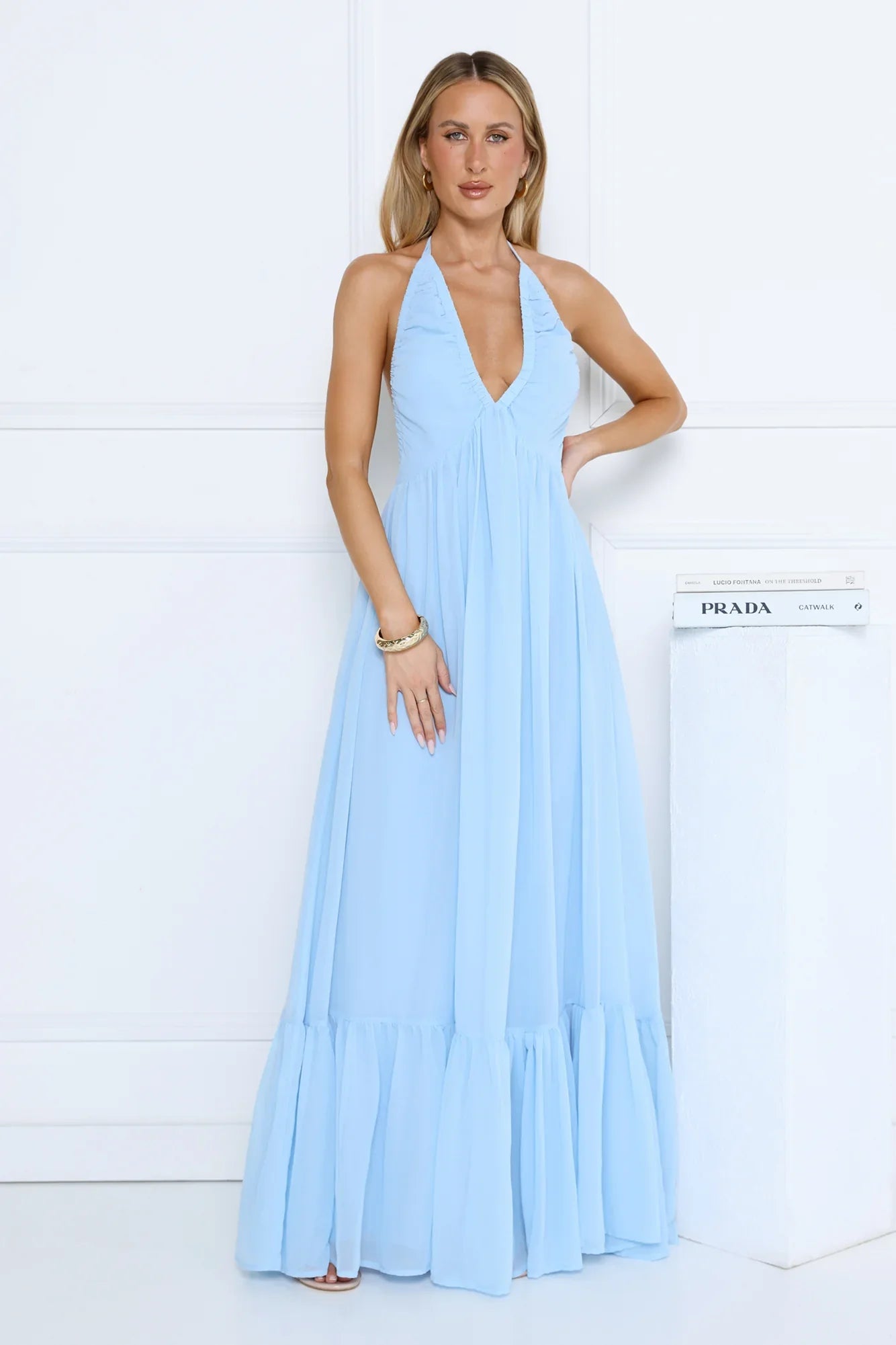 High Key Icon Halter Maxi Dress Blue