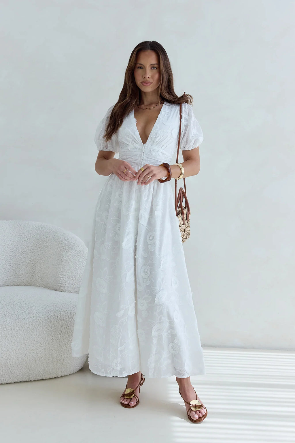 Busy Bee Maxi Dress White