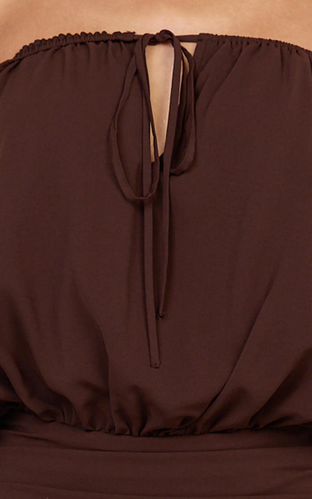 Sailor Mini Dress - Off Shoulder Ruffle Skirt Dress in Chocolate