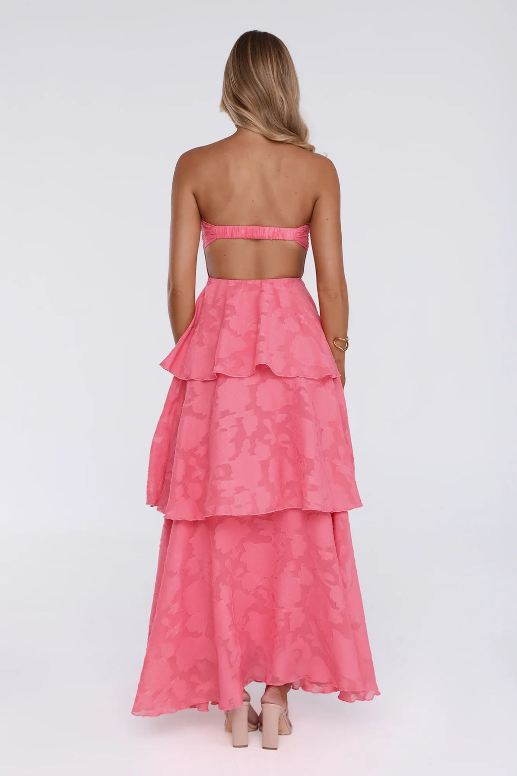 Unmatched Style Strapless Maxi Dress Coral