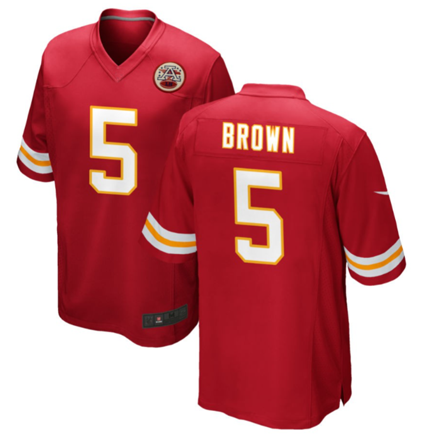 KC.Chiefs #5 Marquise Brown Red Stitched Player Game Football Jerseys