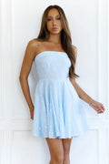 Sweetheart Strapless Textured Mini Dress Blue
