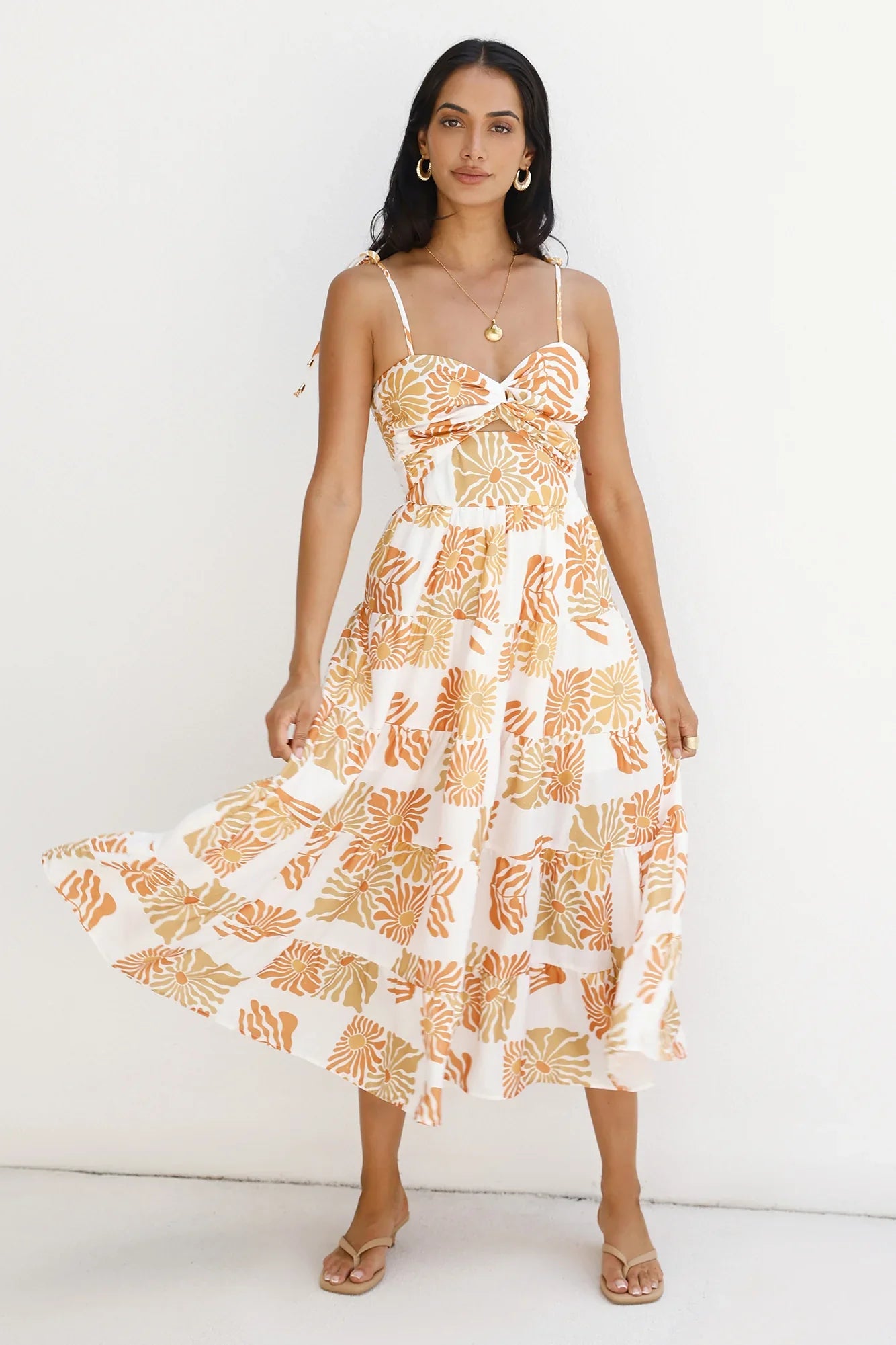 Sundrenched Serenade Midi Dress Orange