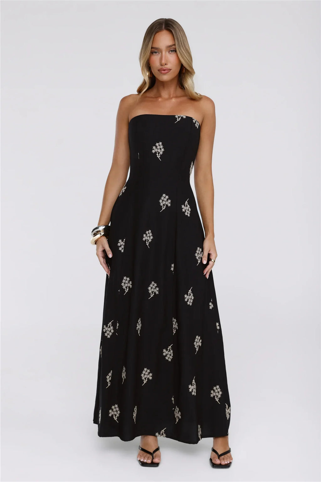 Icon Edit Strapless Maxi Dress Black