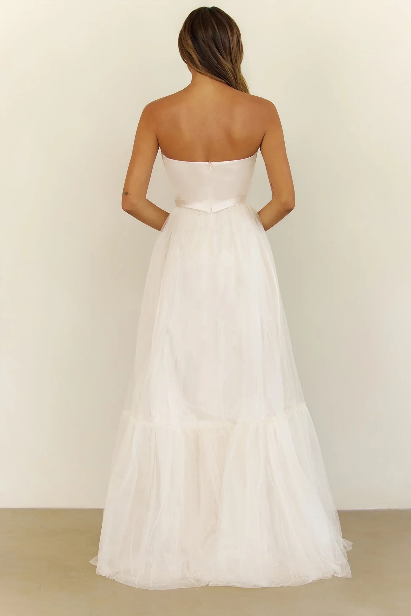 First Kiss Feeling Strapless Maxi Dress Cream