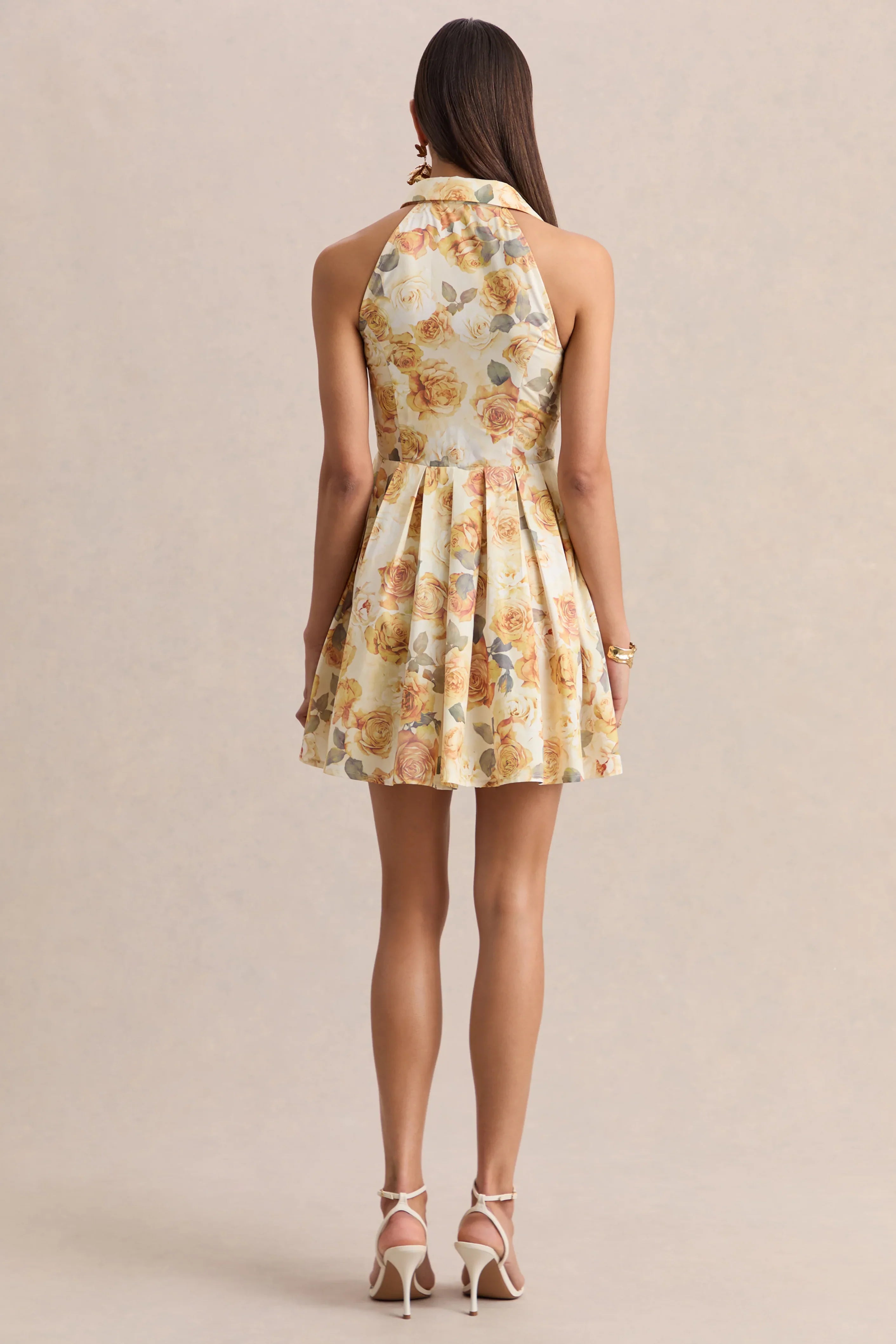 Paulie | Lemon Rose Print Poplin Skater Mini Dress