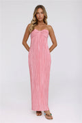 The Pretty Way Plisse Strapless Maxi Dress Pink