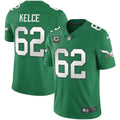 Men's Philadelphia Eagles Jason Kelce Nike Jersey-green-Four-star captain's patch
