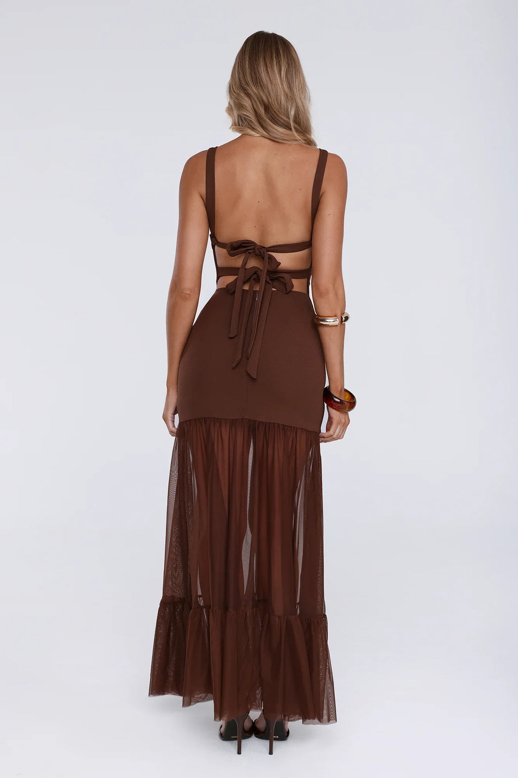 Sweet Gleam Maxi Dress Brown
