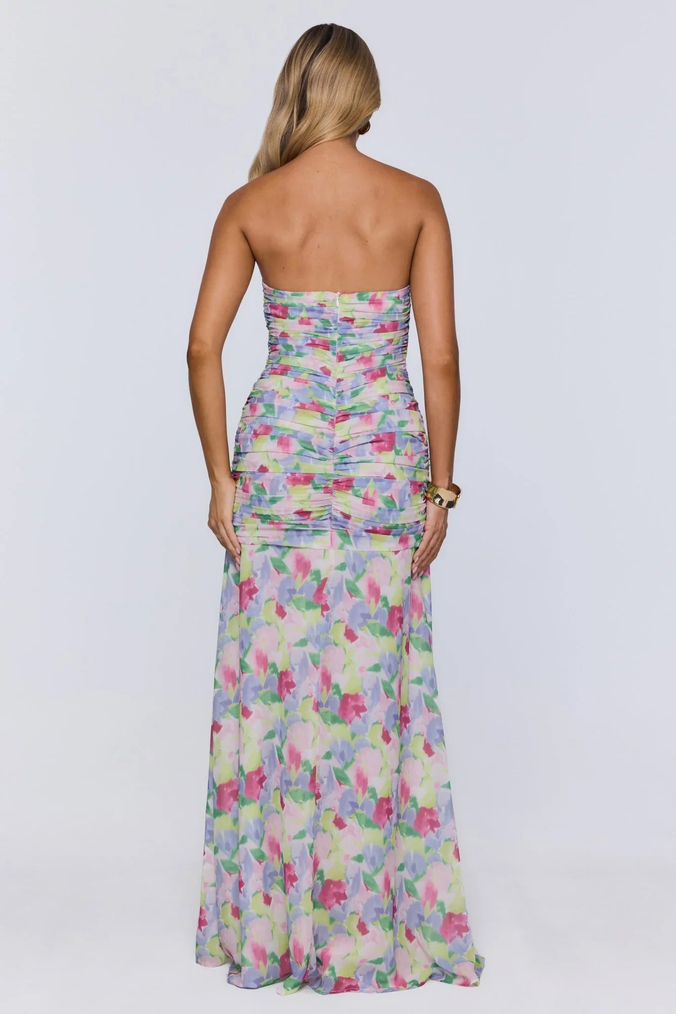 Palm Whisper Strapless Maxi Dress Multi