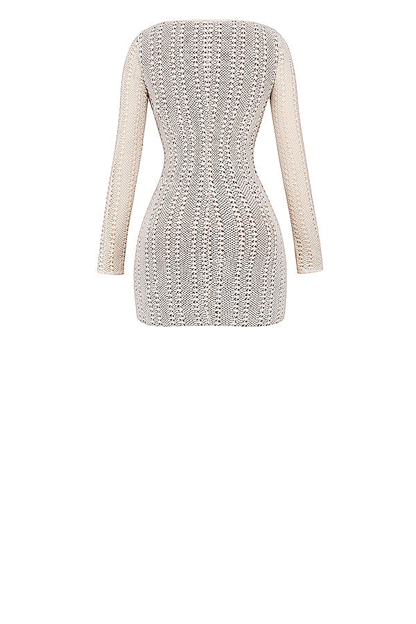 natural knit lace up dress