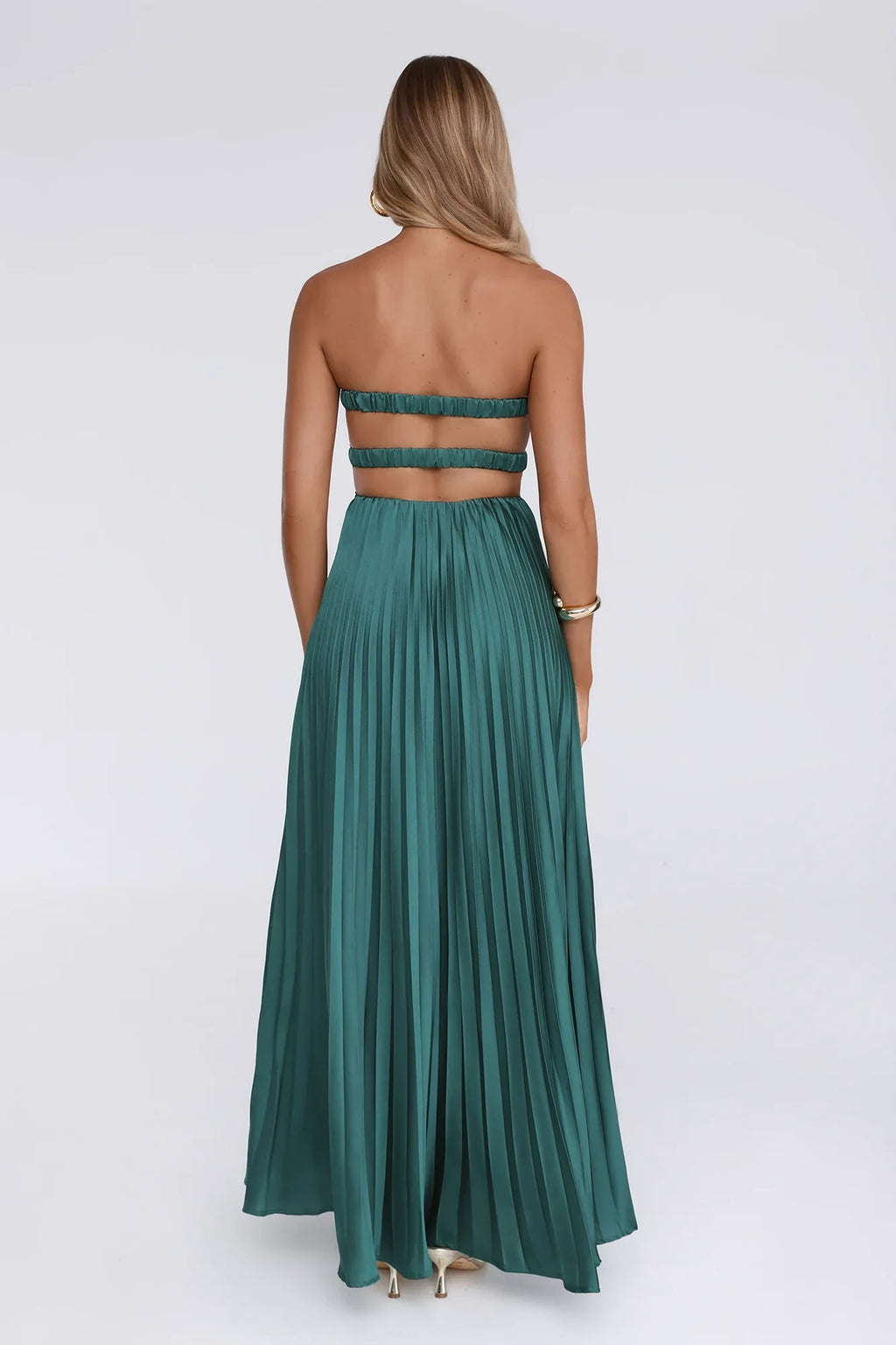 Starlit Kiss Satin Maxi Dress Green