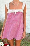 Harry Red Gingham Lace Mini Dress