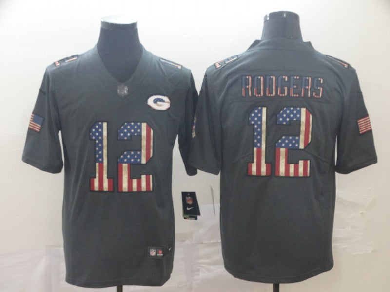 Men's Green Bay Packers #12 Aaron Rodgers Black Game Team Jersey1