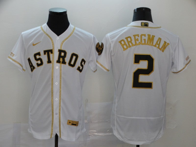 Men's Houston Astros Alex Bregman #2 White Authentic Game Jersey1