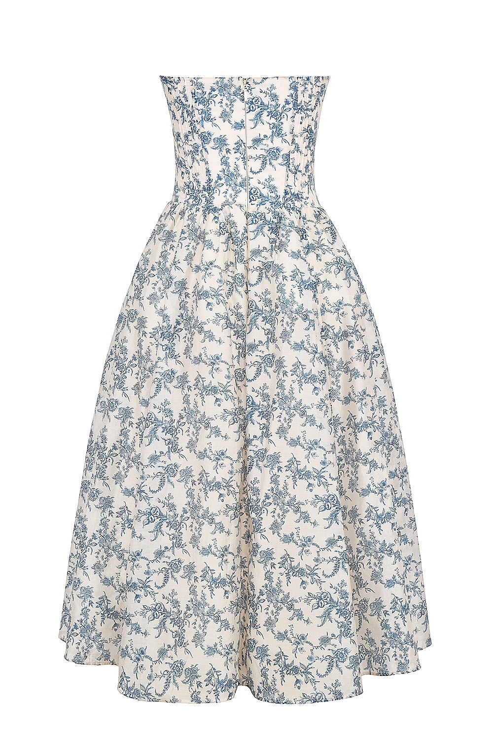 english porcelain print strapless sundress