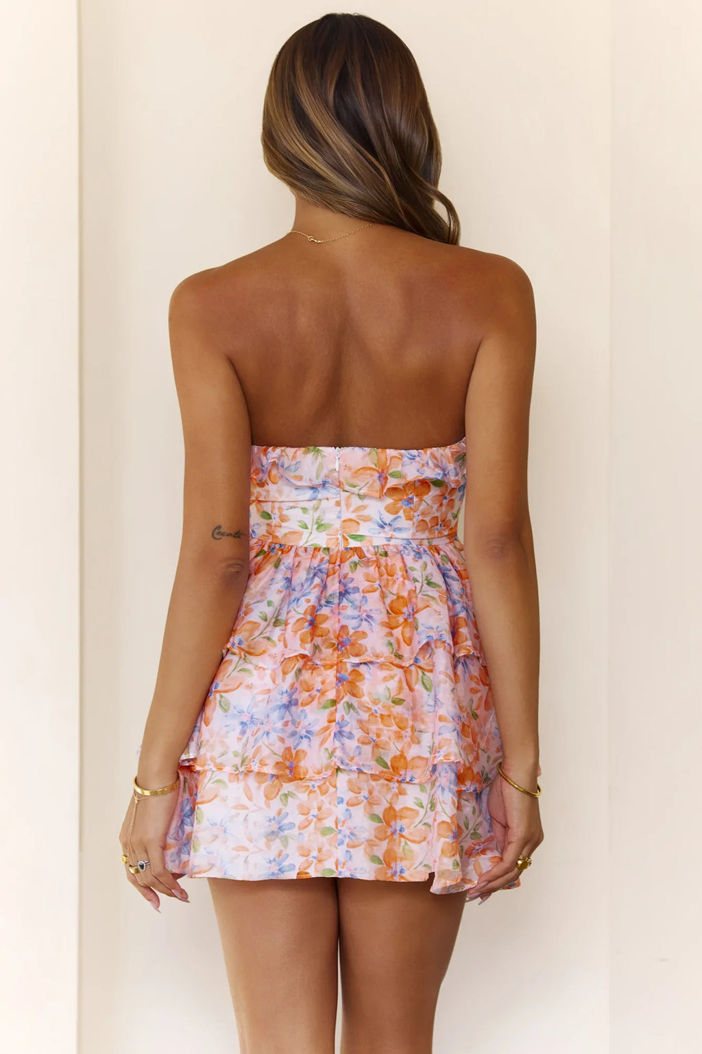 Sol Strapless Mini Dress Orange