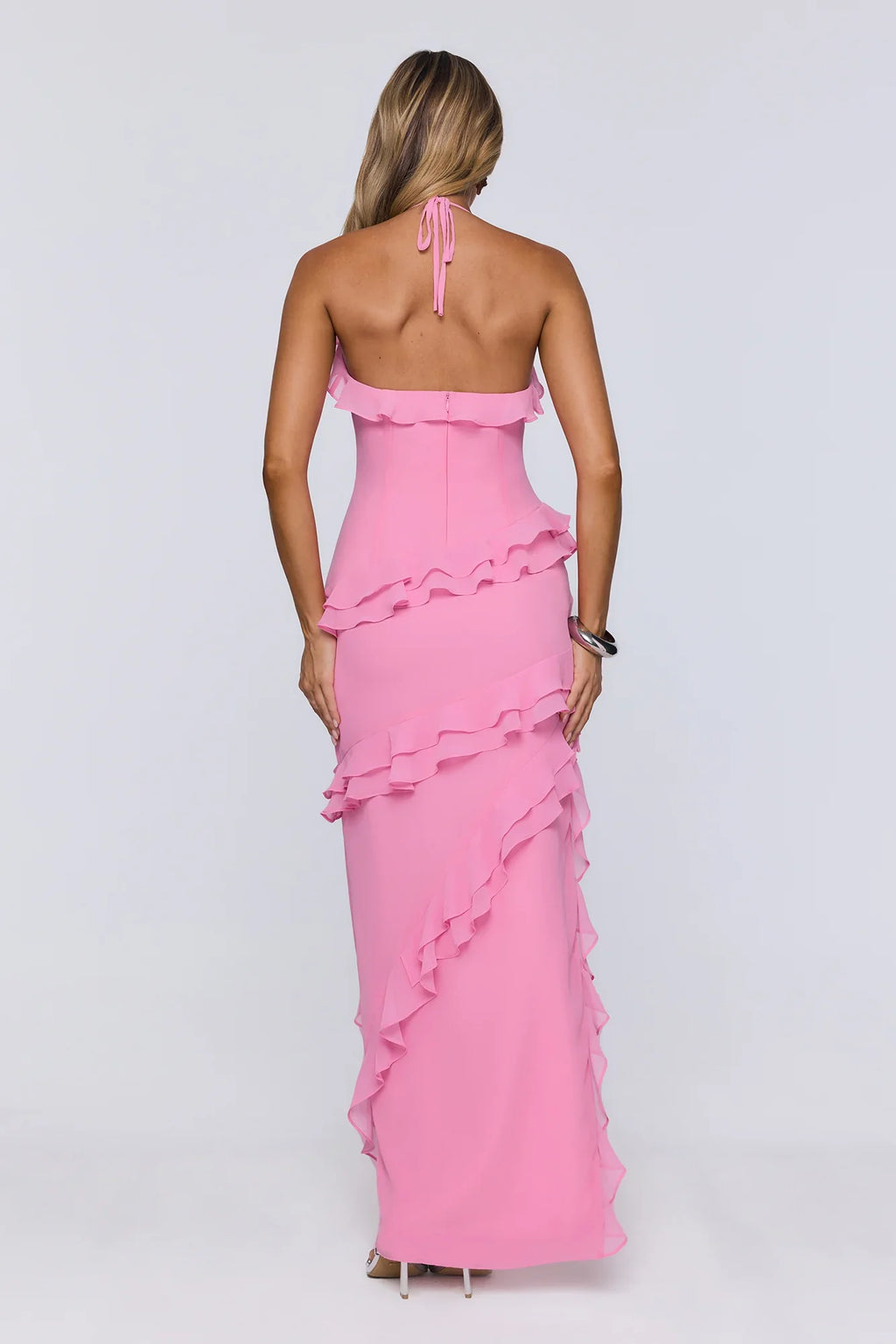 Blossom Secret Halter Maxi Dress Pink