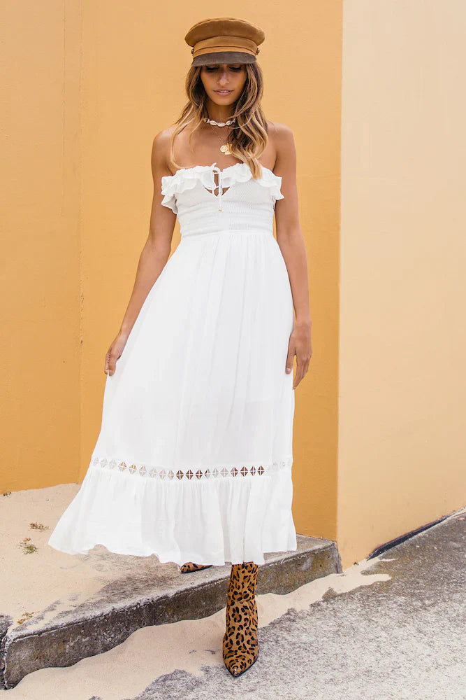 Santa Elena Midi Dress White