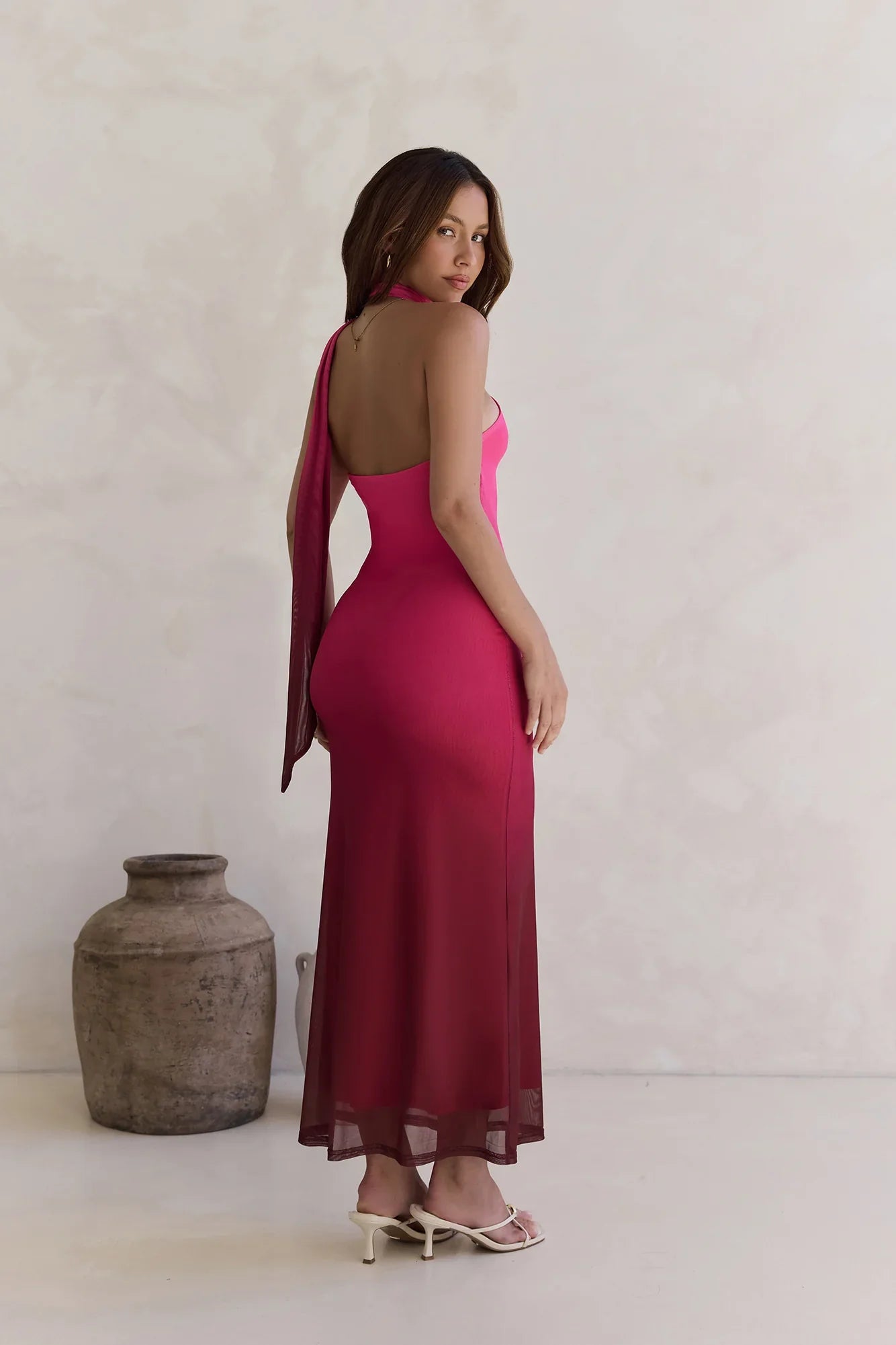 Unstoppable Moment Mesh Maxi Dress Plum