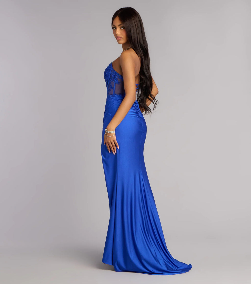 Shayla Strapless Corset Lace Formal Dress