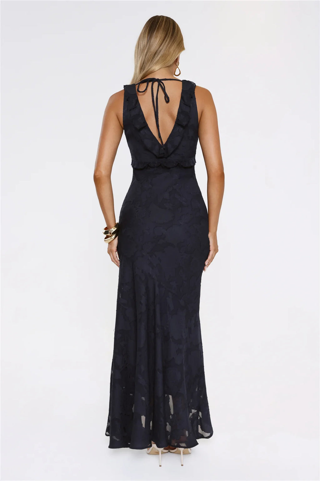 Shimmer Petal Maxi Dress Navy