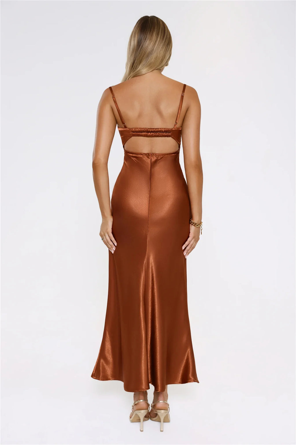 Made For This Lace Satin Maxi Dress Bronze