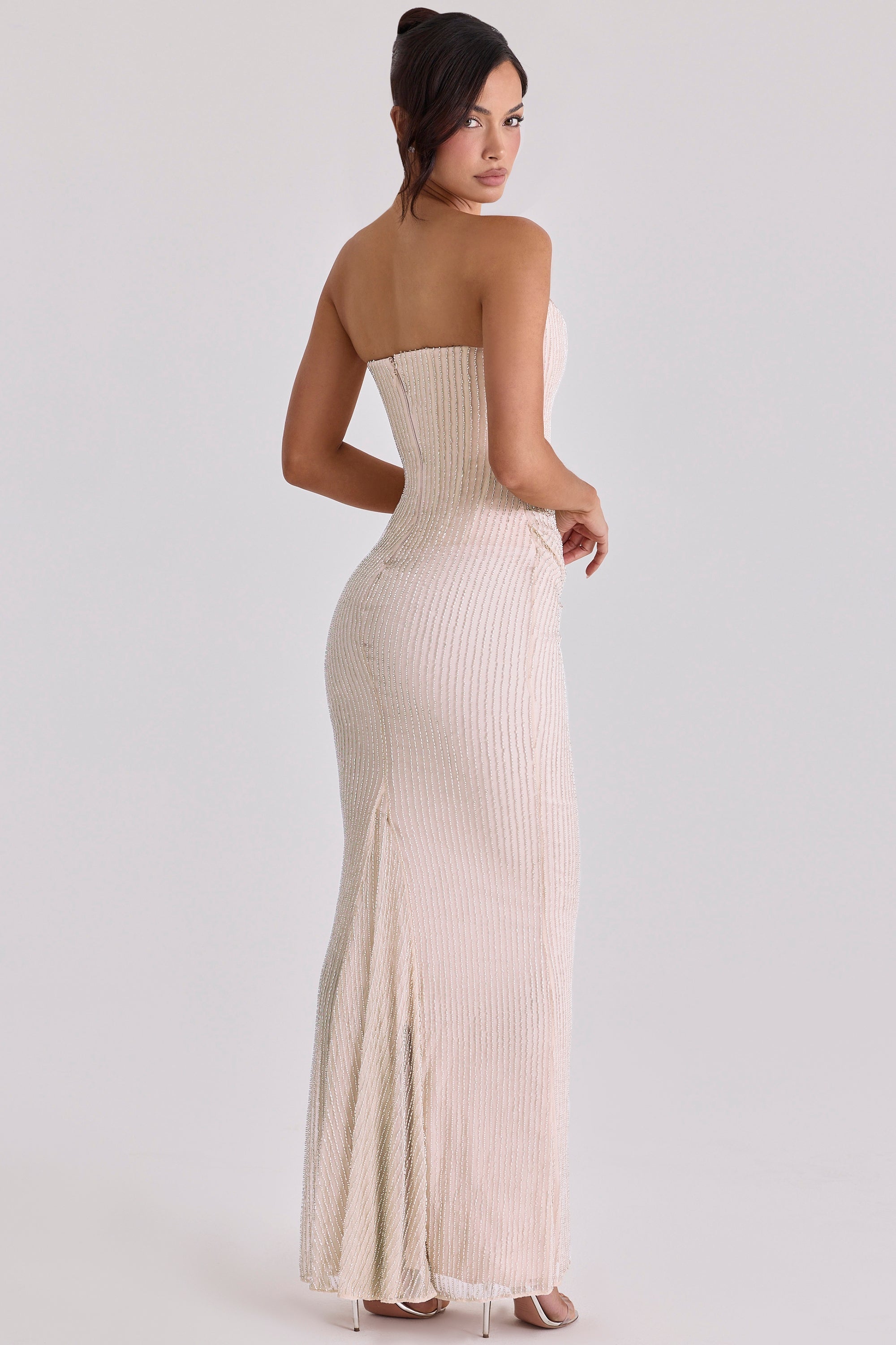 champagne hand embellished beaded bridal gown