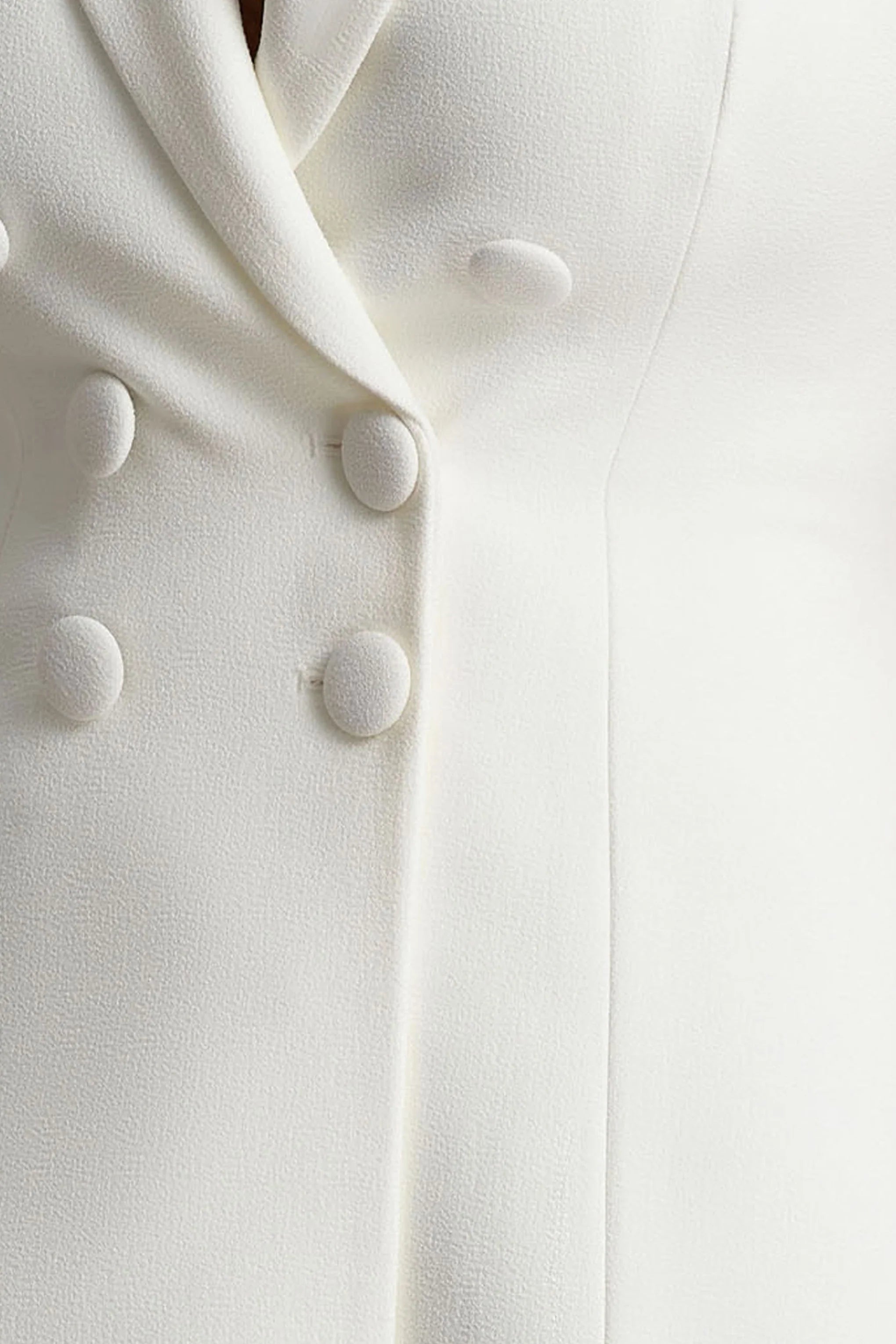 Etta | White Plunge-Neck Short Sleeved Blazer Mini Dress