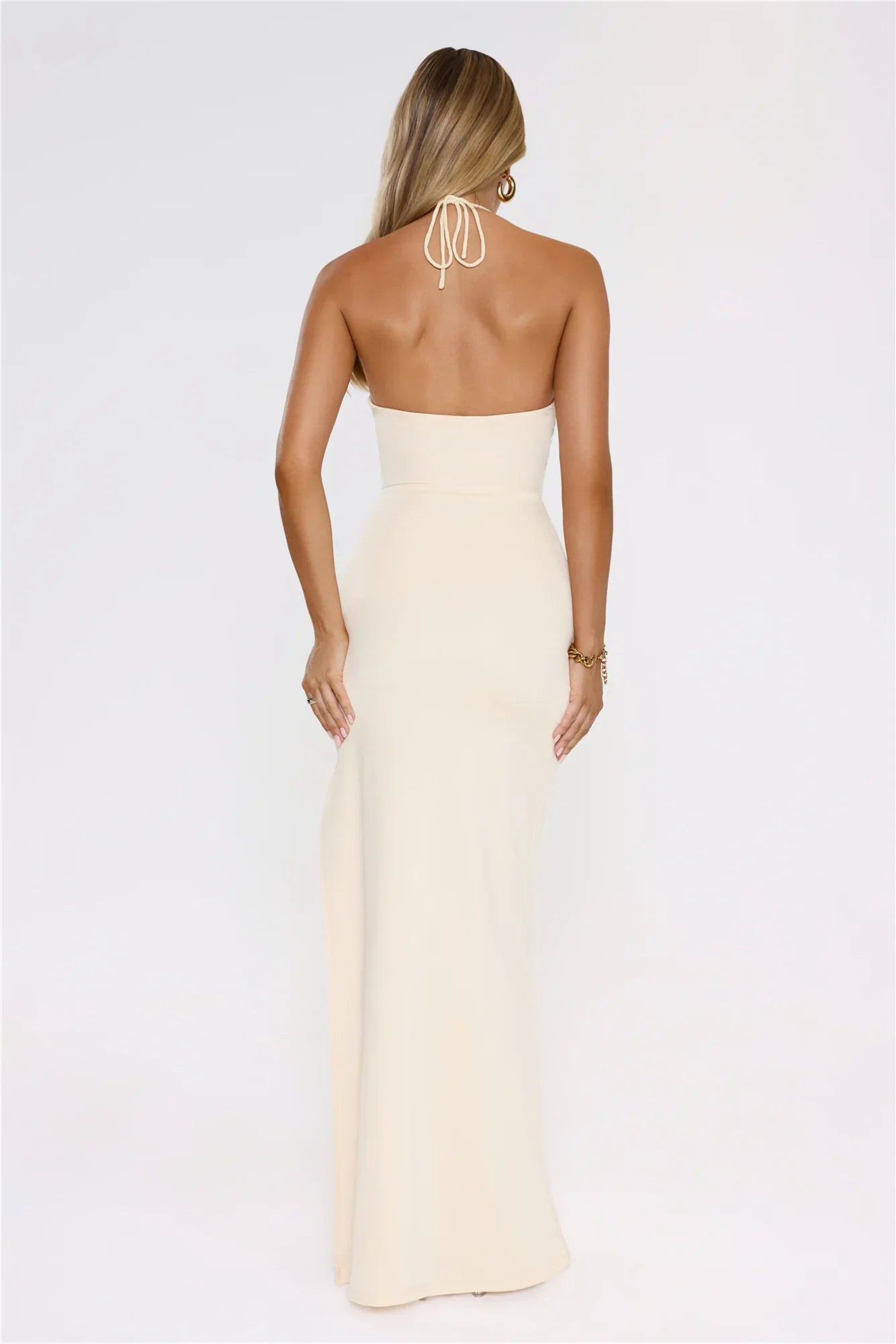 Candlelight Secrets Halter Maxi Dress Butter