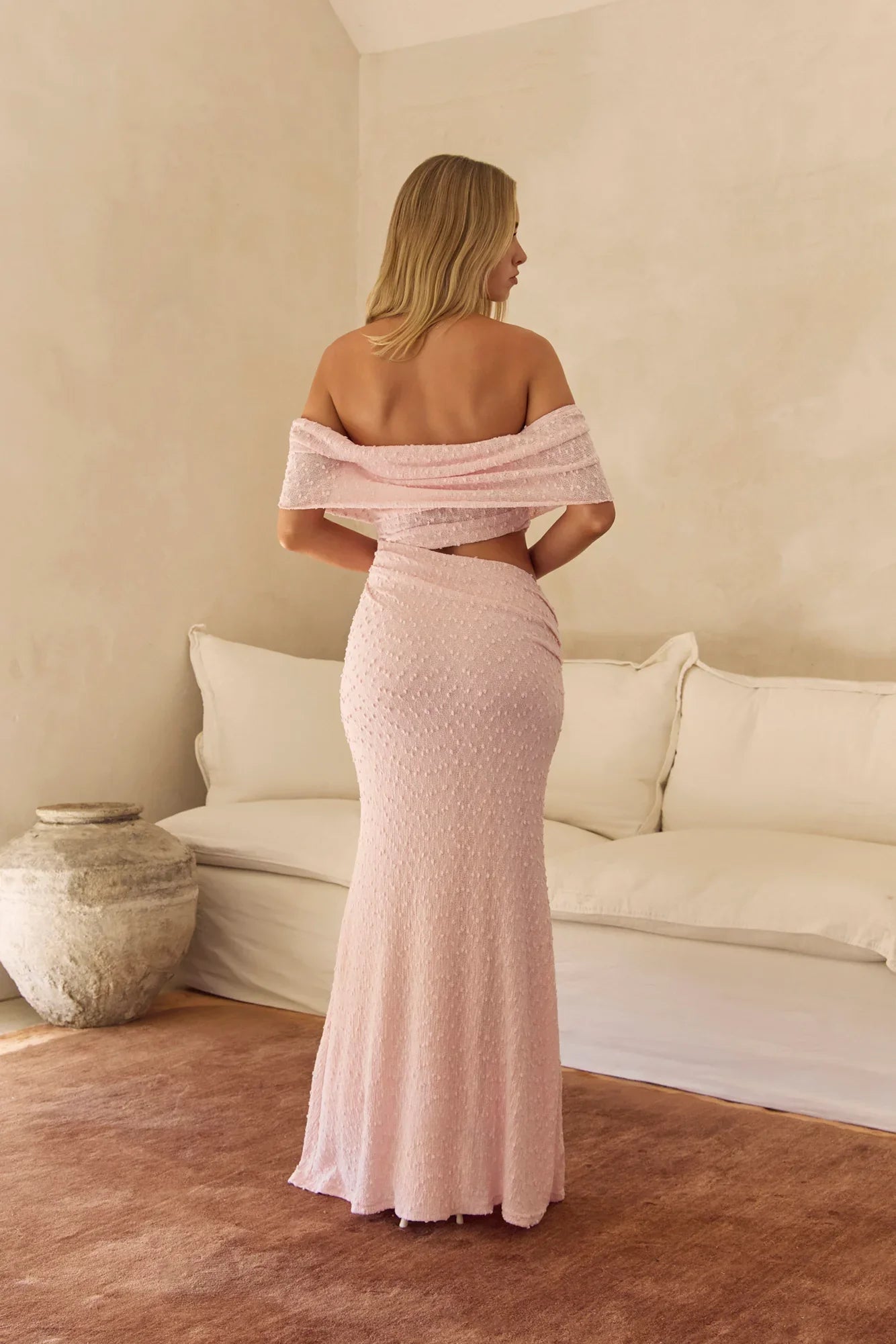 Easy Energy Off Shoulder Maxi Dress Pink
