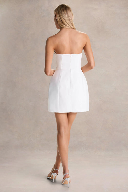 Bobbie | White Embellished Bandeau Mini Dress