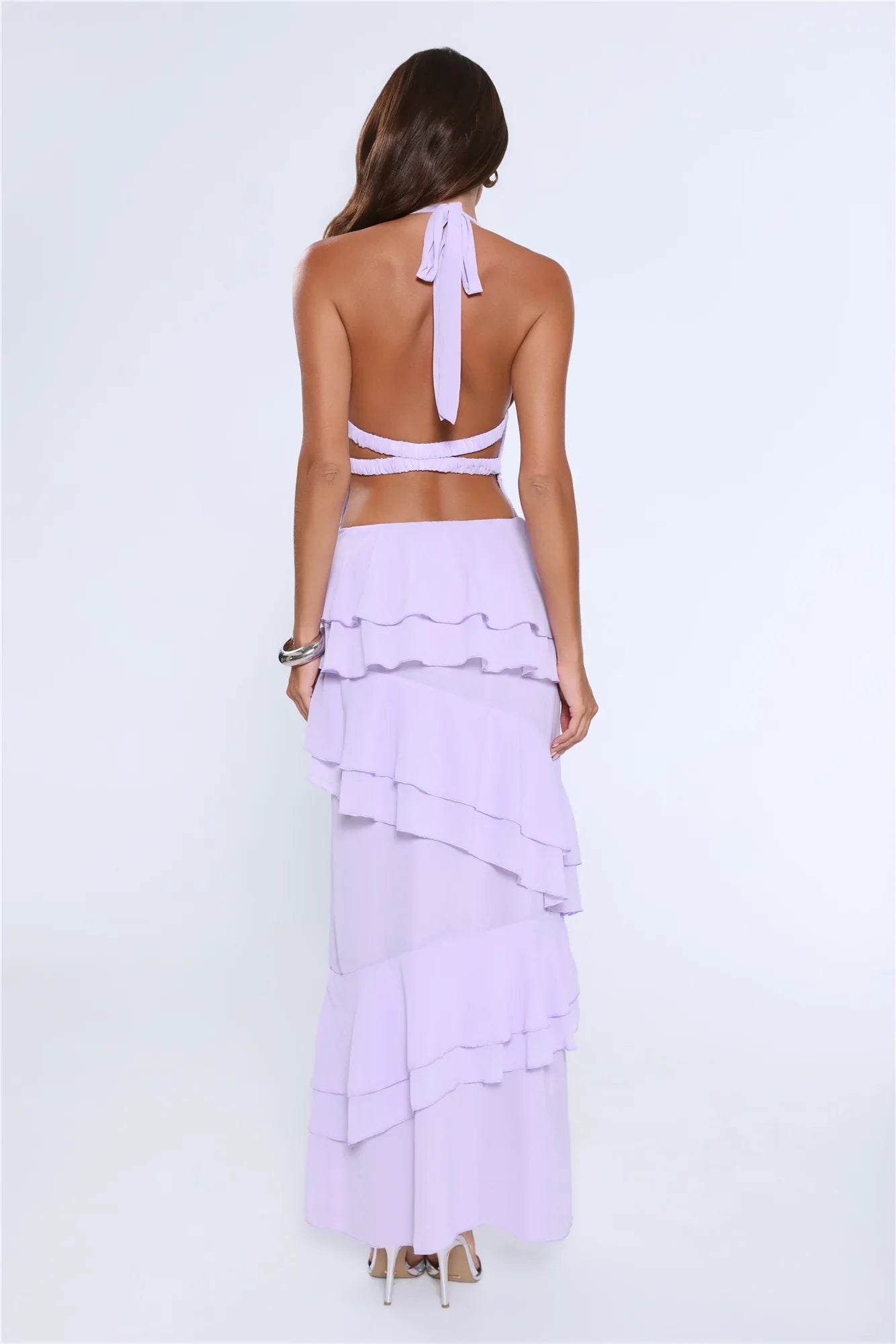 Power Glow Halter Maxi Dress Lilac