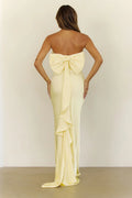 Soft Forever Mood Satin Strapless Maxi Dress Yellow