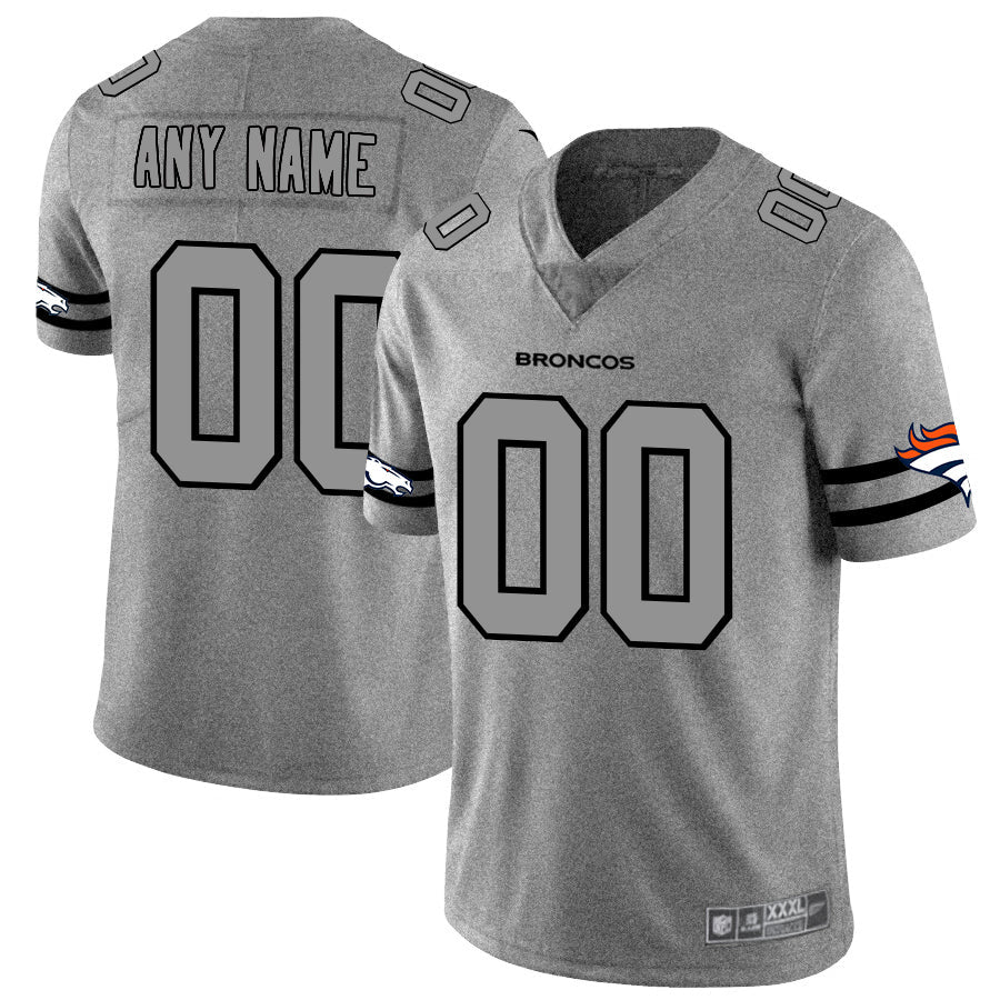 Custom1 Denver Broncos 2019 Gray Gridiron Gray Vapor Untouchable Limited Jersey1 Stitched Jersey1 American Football Jerseys