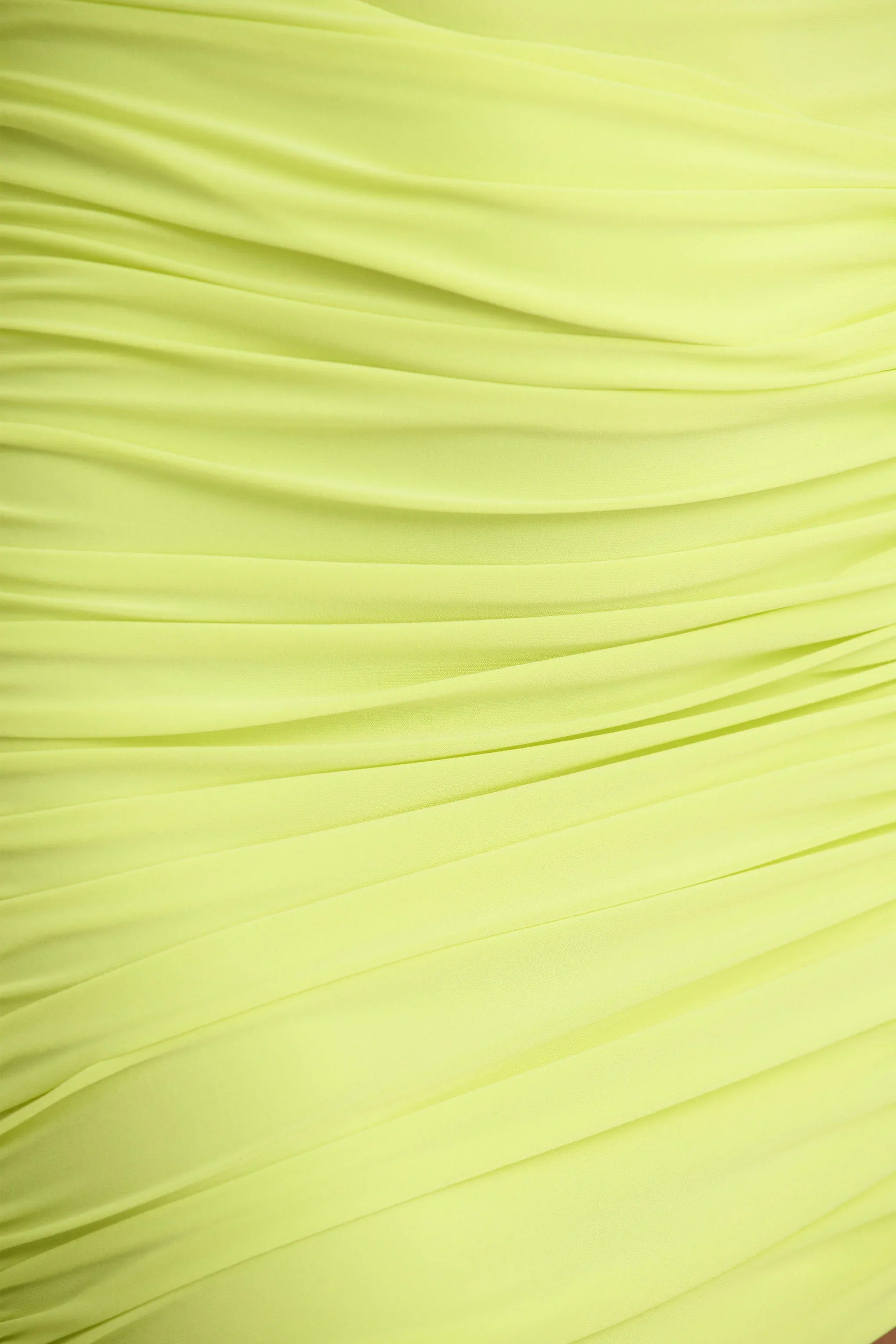 Marci | Lime Green Asymmetric Ruched Mini Dress With Sash