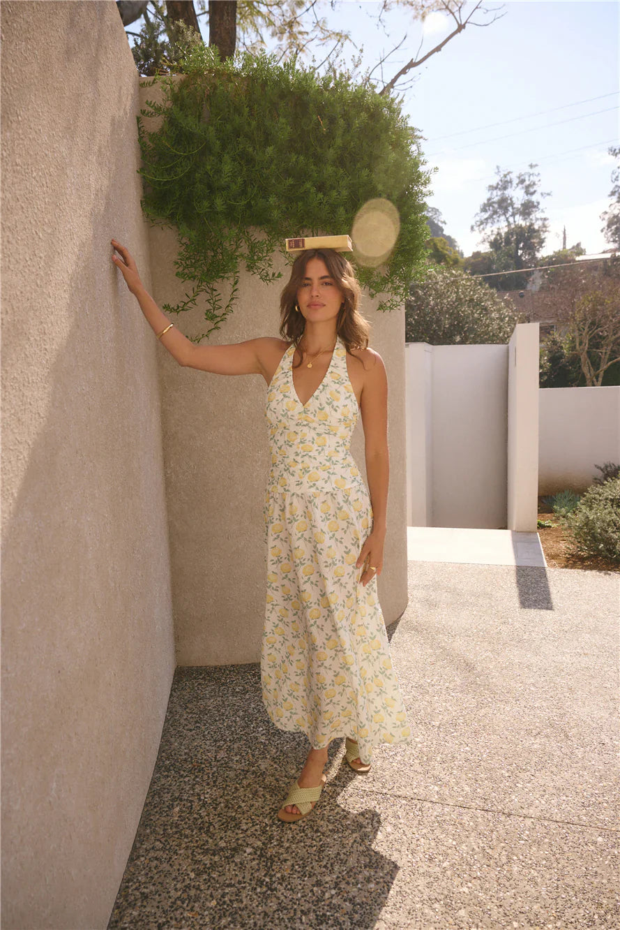 Limoncello Halter Maxi Dress Yellow