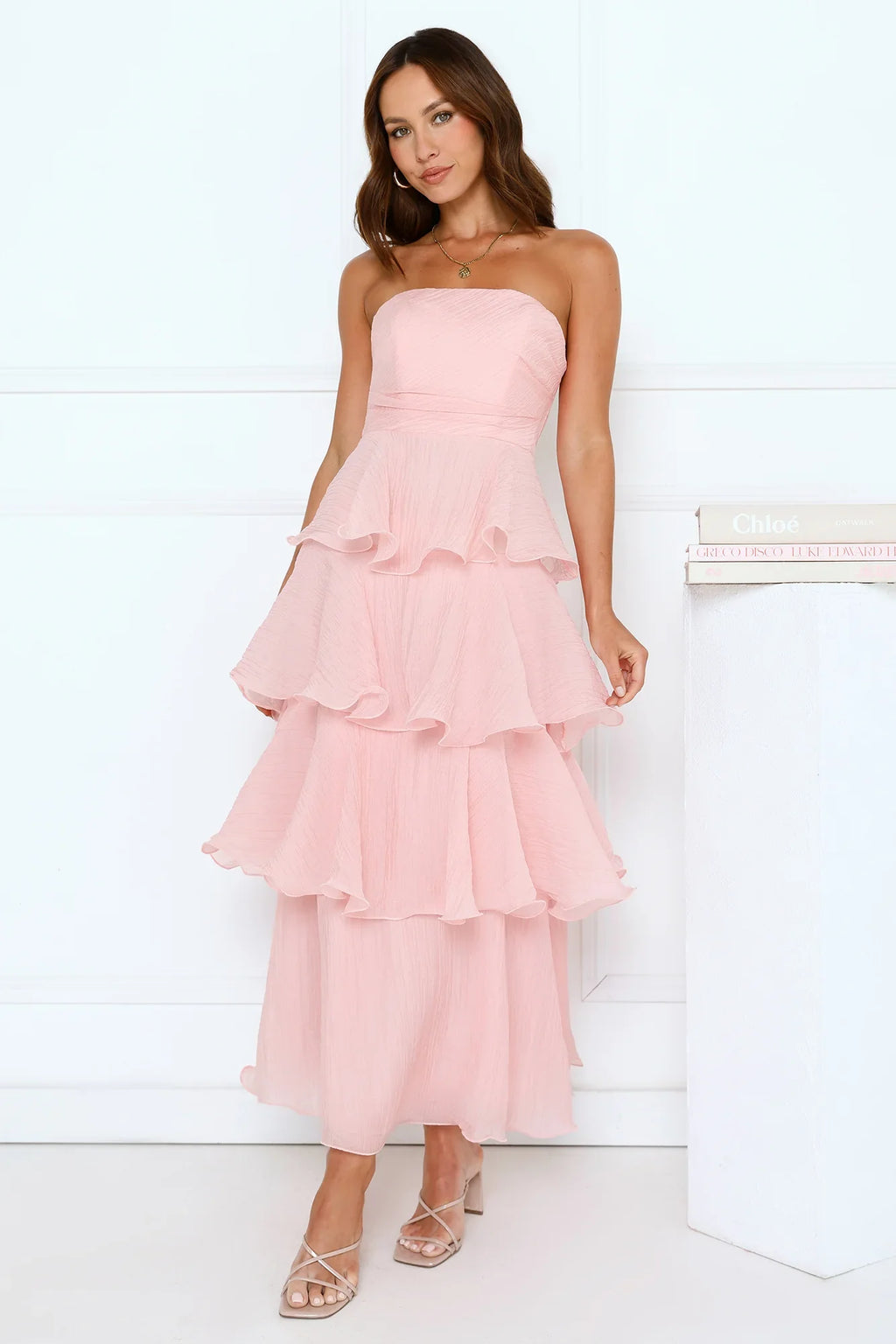 Wedding Adventure Strapless Maxi Dress Pink