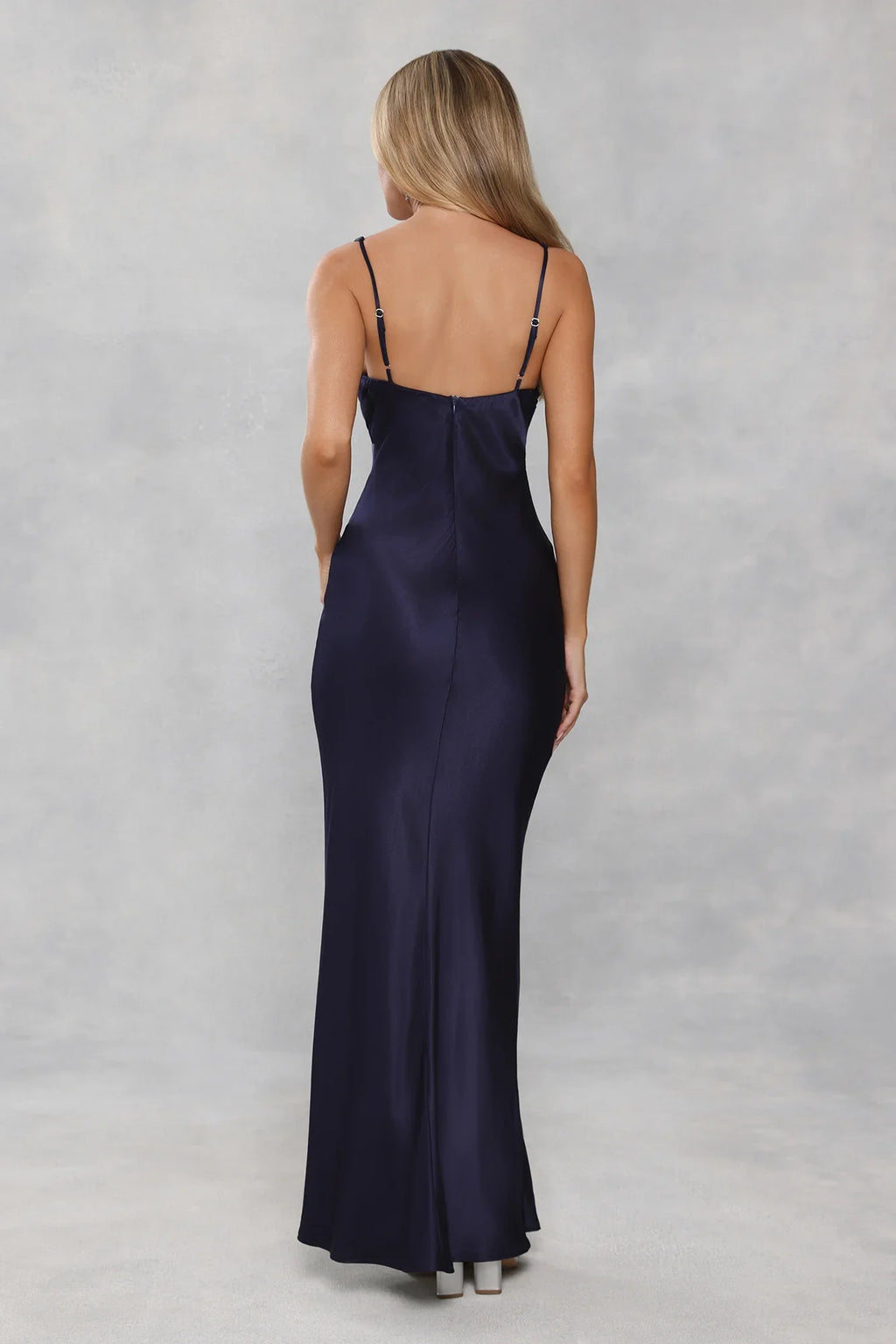 The Isabeau Satin Maxi Dress Navy