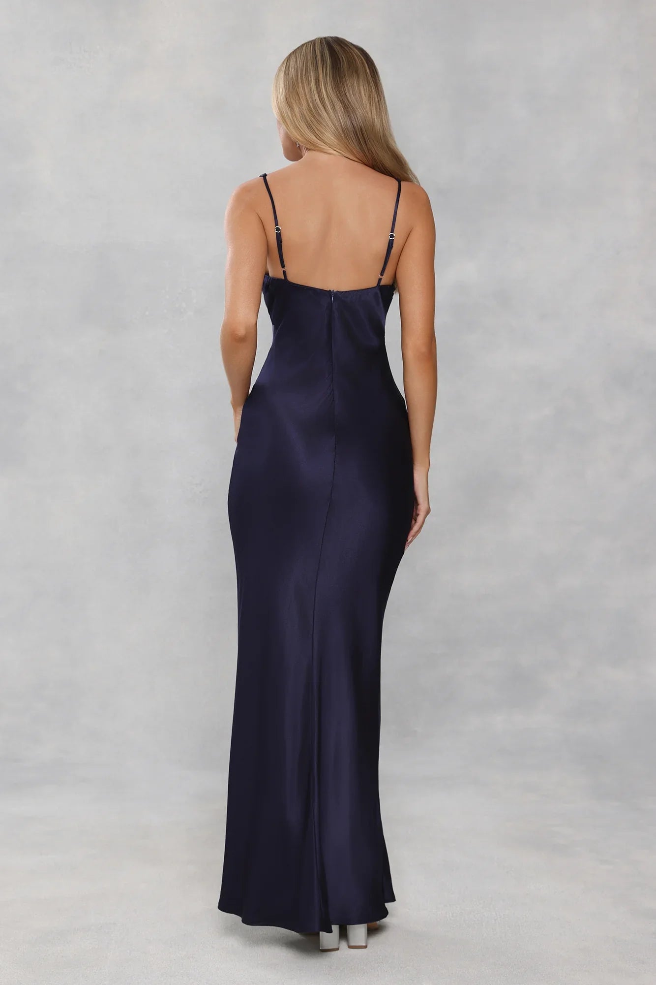 The Isabeau Satin Maxi Dress Navy
