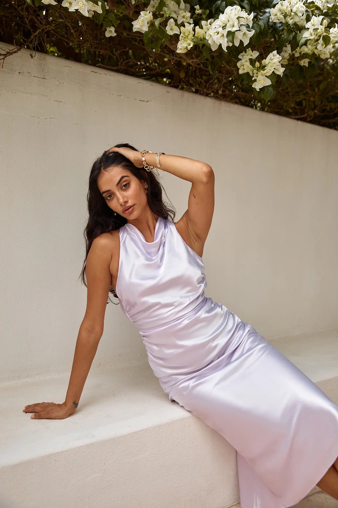 J'adore Satin Maxi Dress Lilac