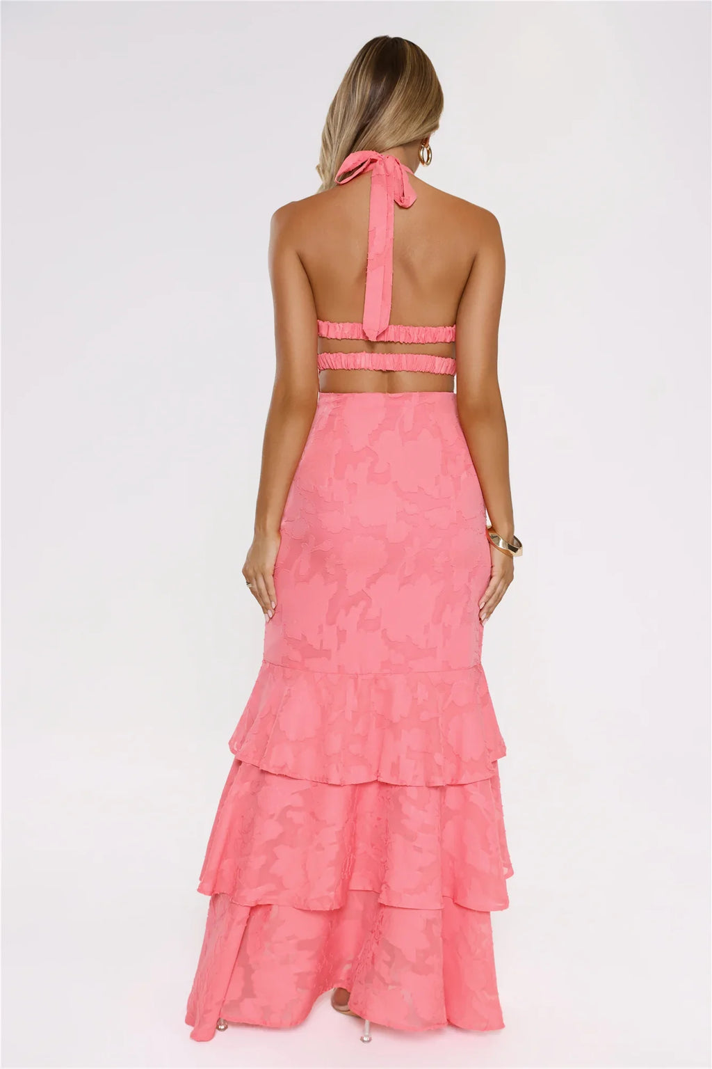 Take The Chance Halter Maxi Dress Coral