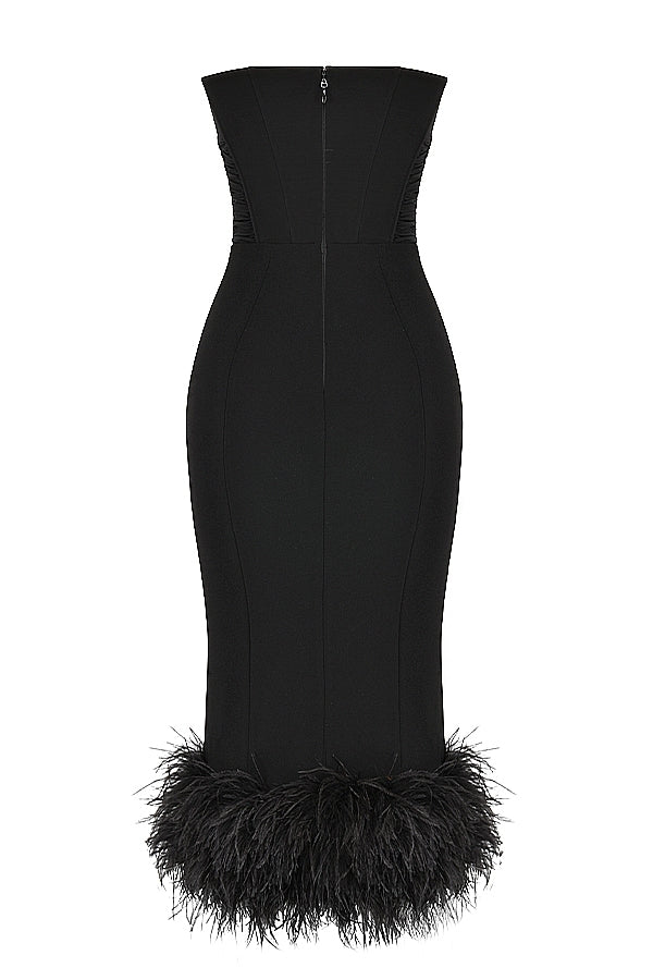 black strapless corset dress