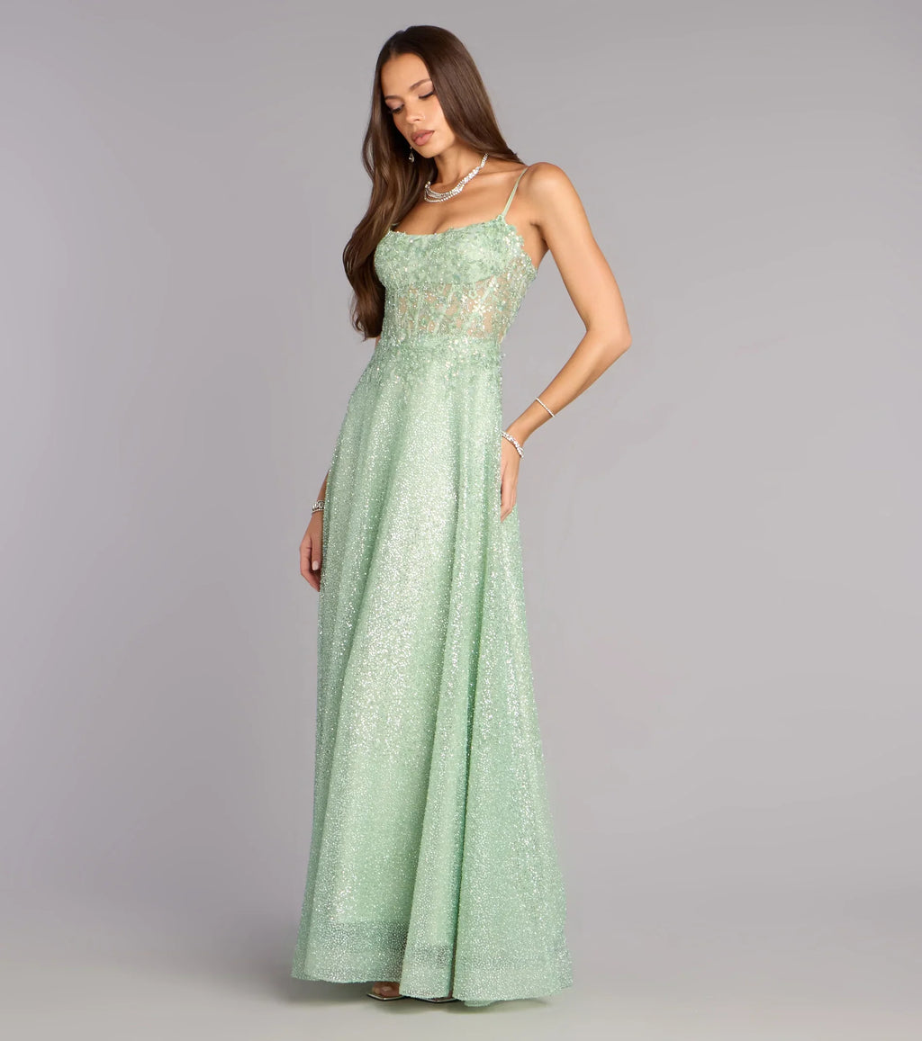 Gloria Lace-Up Corset A-Line Ball Gown