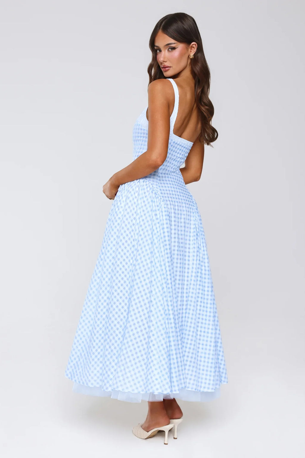 Vintage Vows Gingham Maxi Dress Blue