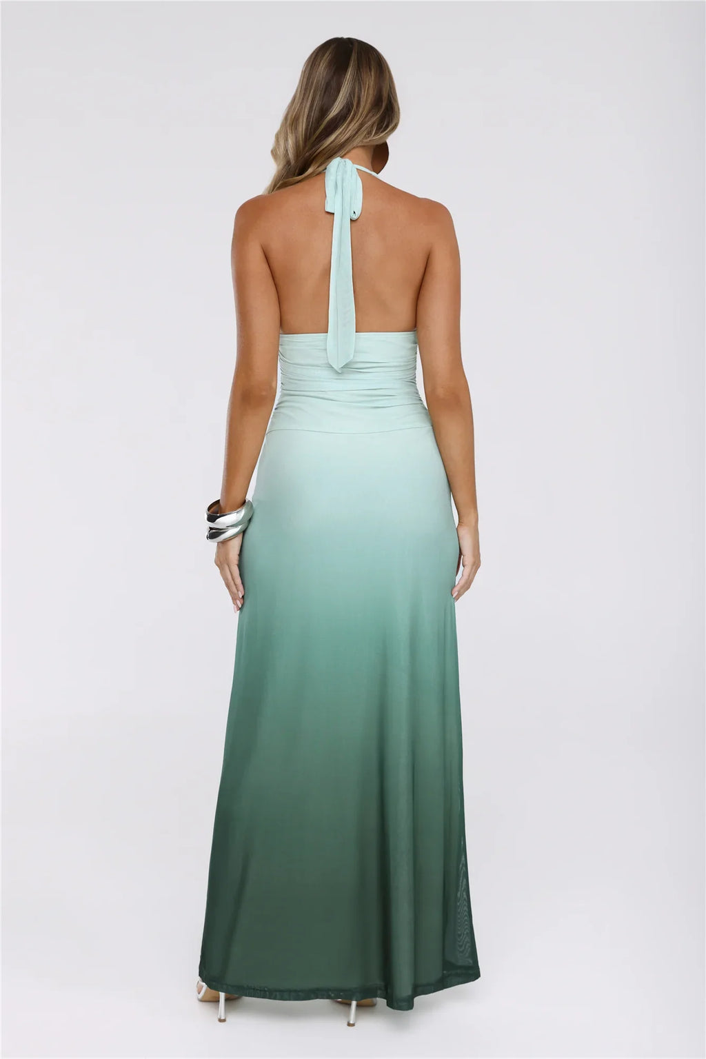 Pretty Feels Right Halter Mesh Maxi Dress Green