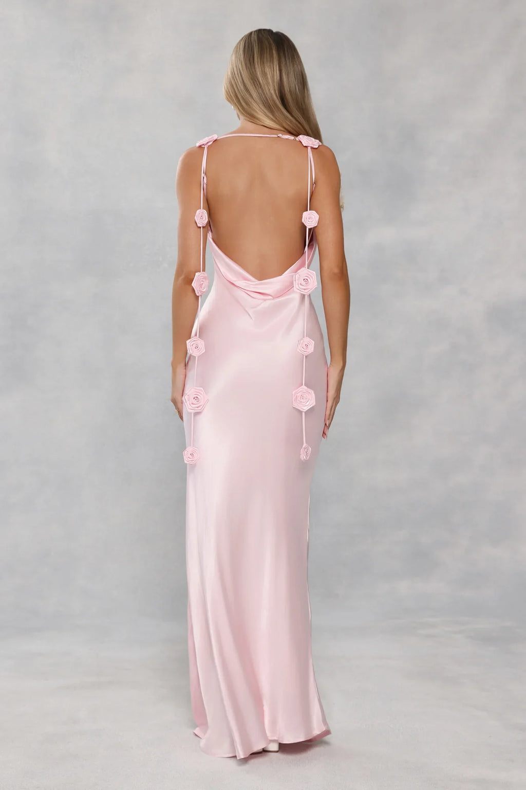 The Flora Satin Maxi Dress Light Pink