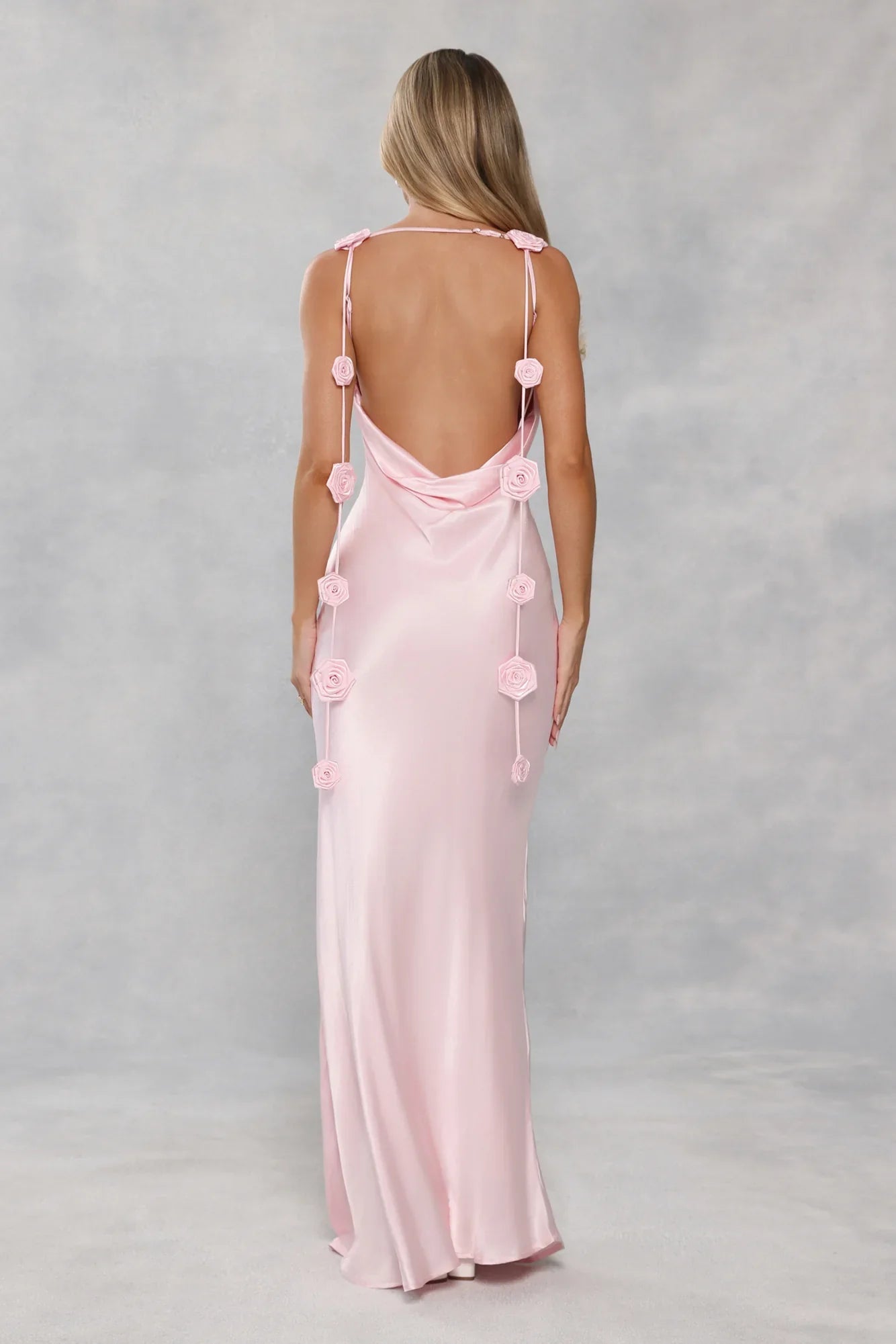 The Flora Satin Maxi Dress Light Pink