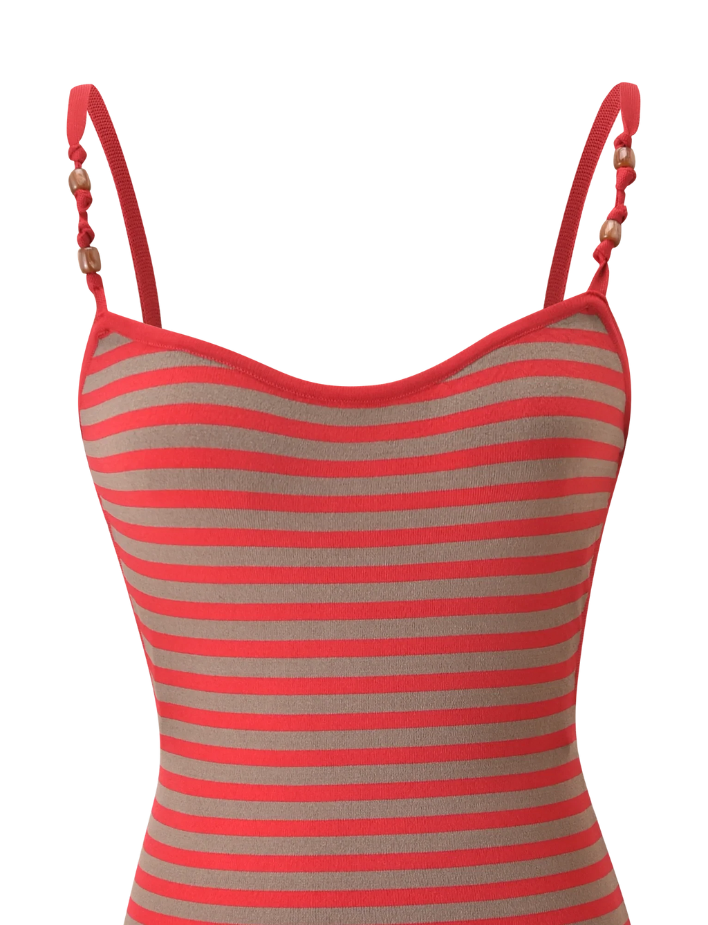 REVERIE KNIT BEADED MINI DRESS - RED MUSHROOM STRIPE