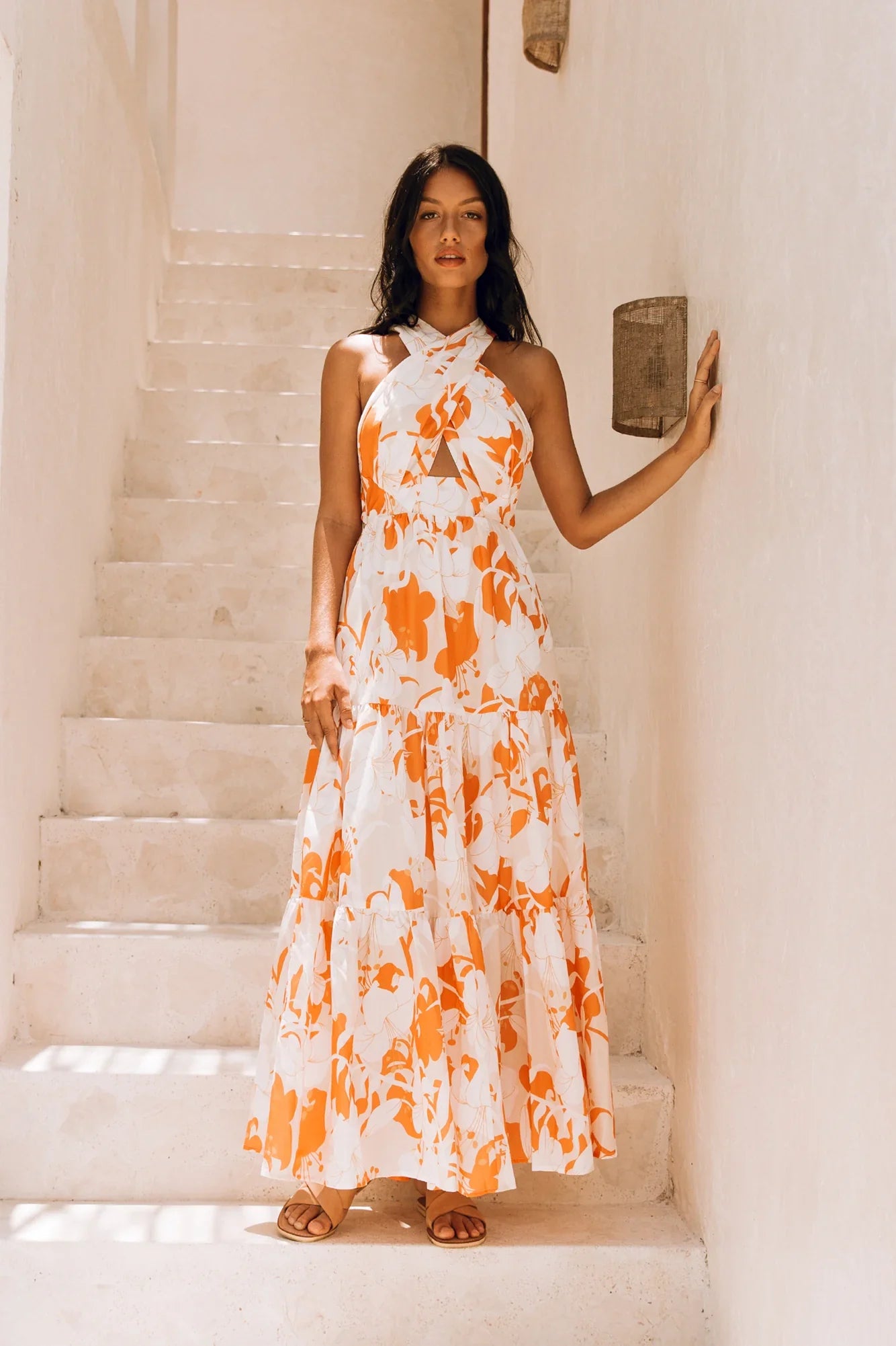 Sunny Whirl Maxi Dress Orange